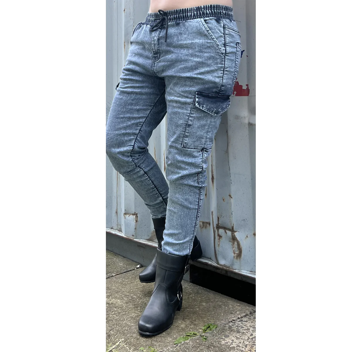 Charlie Women's Motorbike Jeans Faded Blue - Image 5