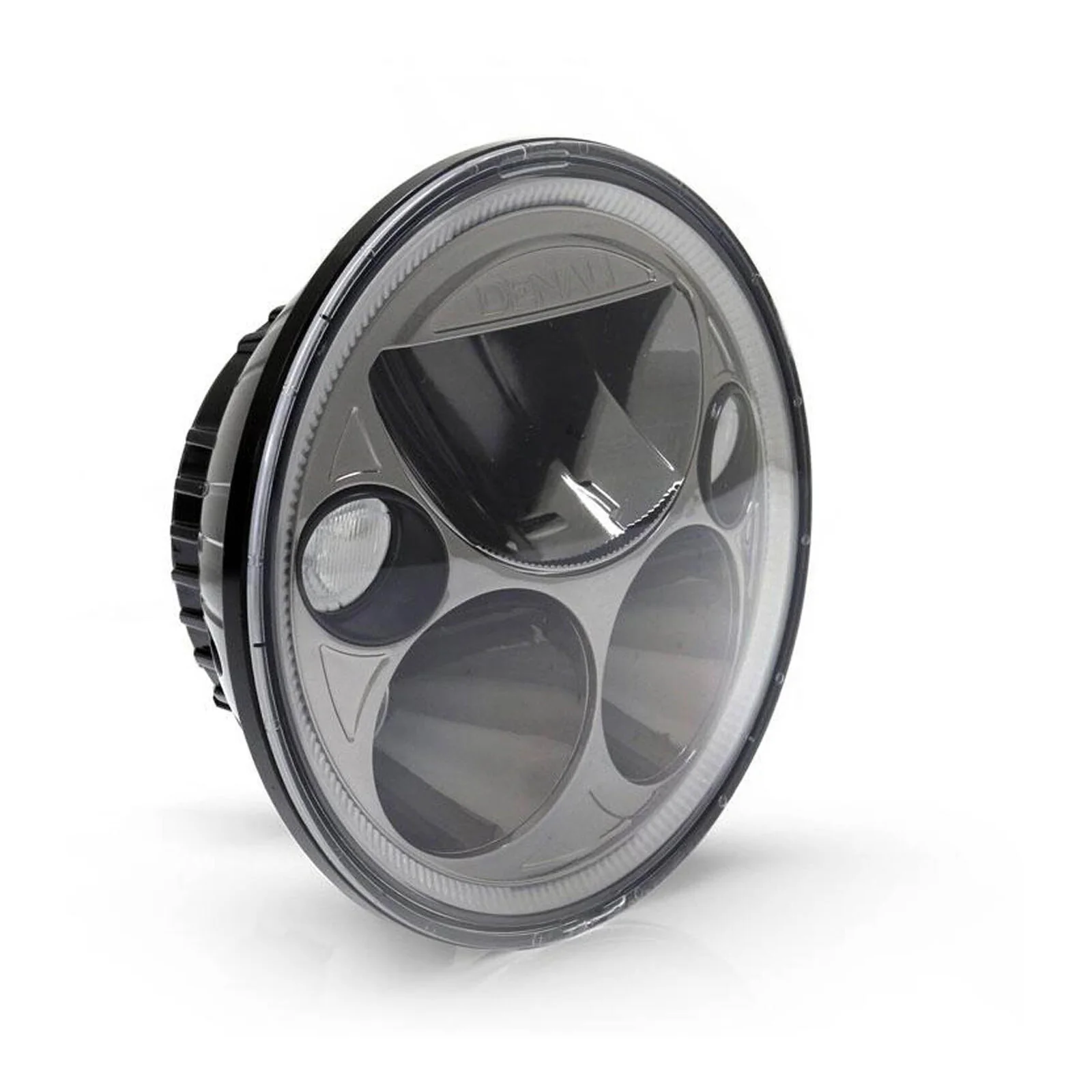 Denali M5 E-Mark LED Headlight Module - 5.75" Round, Black Chrome