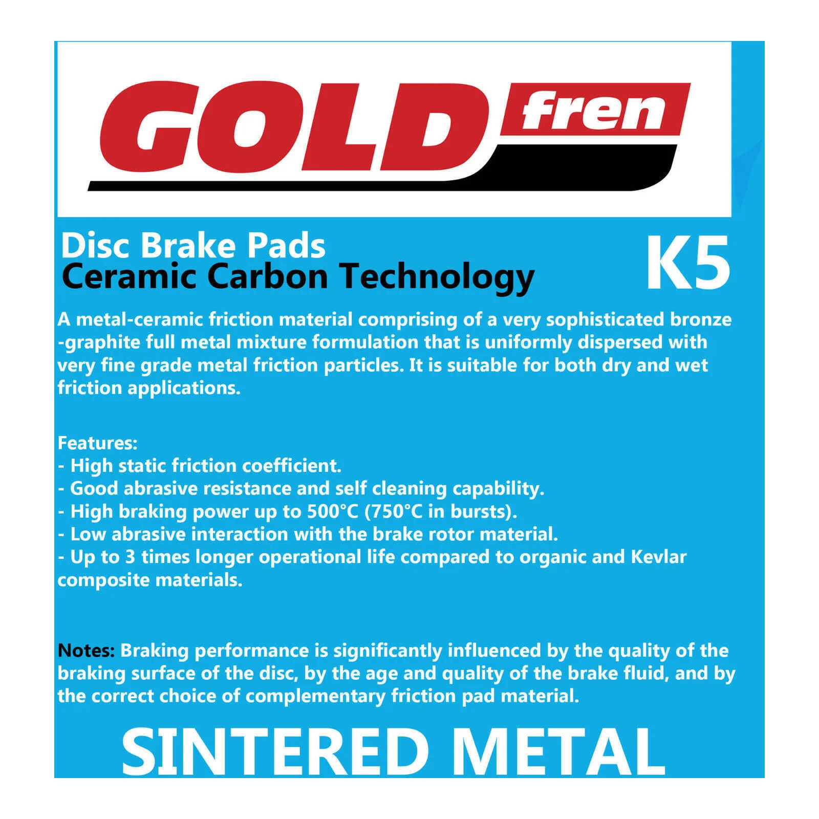 GOLDfren Brake Pads Off-Road Racing GF034 - K5 (PR163) - Image 3
