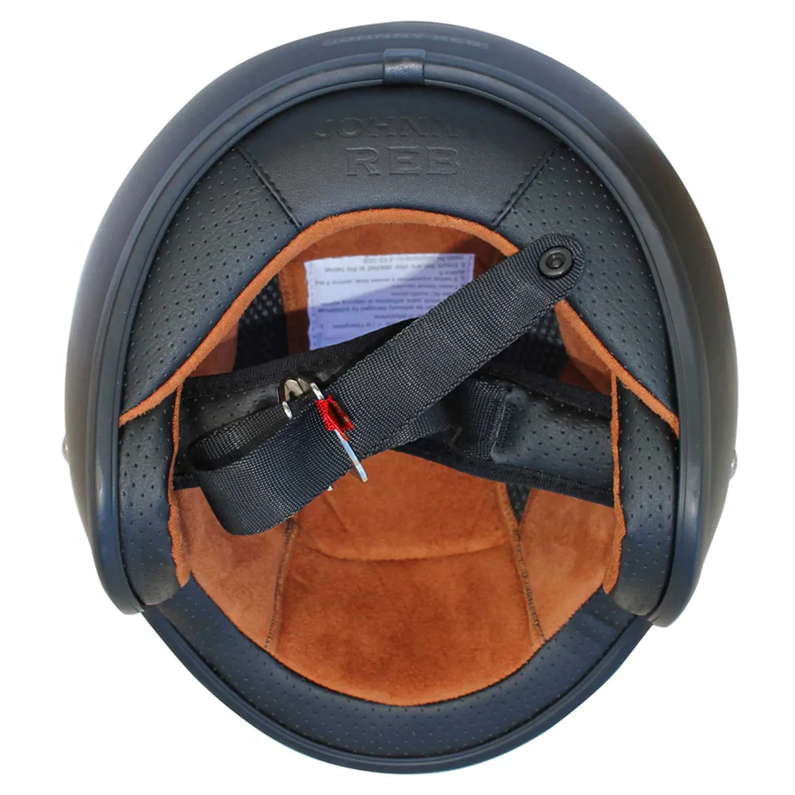 Johnny Reb Burke Open Face Helmet - Gloss Black Brown Lining - Image 7