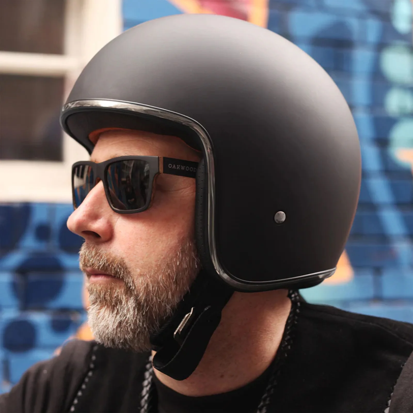 Johnny Reb Burke Open Face Motorcycle Helmet Matt Black/Silver - Image 3