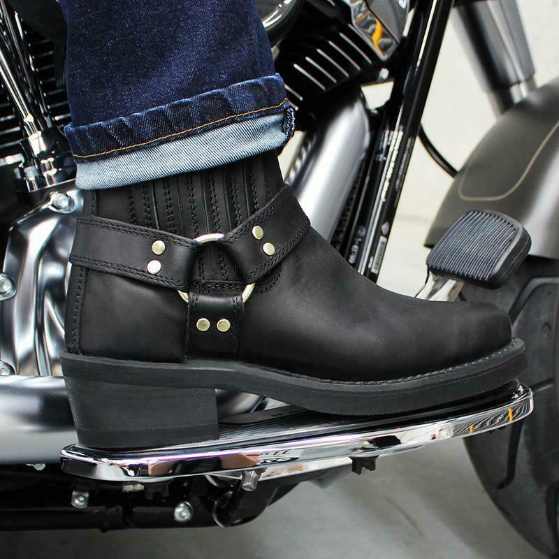 Johnny Reb Short Motorcycle Boots Men's Classic Black - Image 6