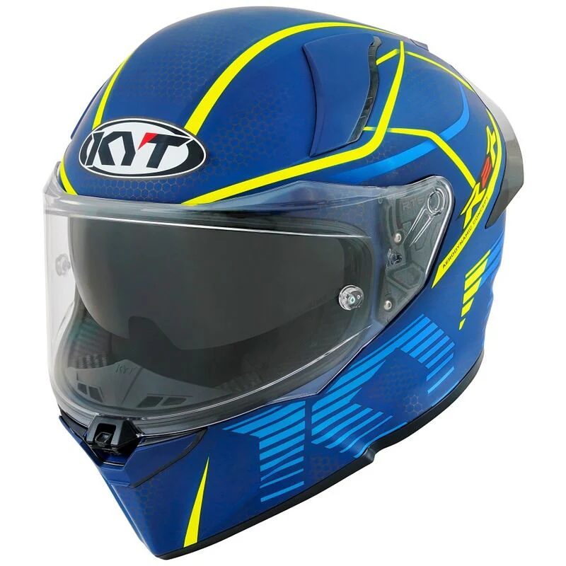 KYT Motorcycle R2R Concept Helmet Matt Blue Yellow - Image 2