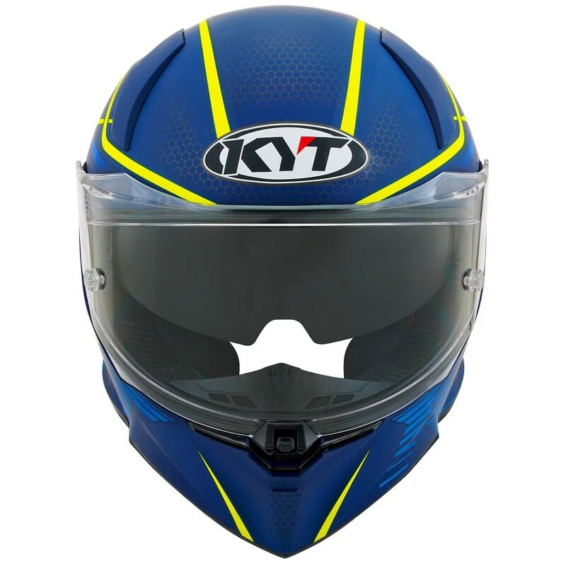 KYT Motorcycle R2R Concept Helmet Matt Blue Yellow - Image 3