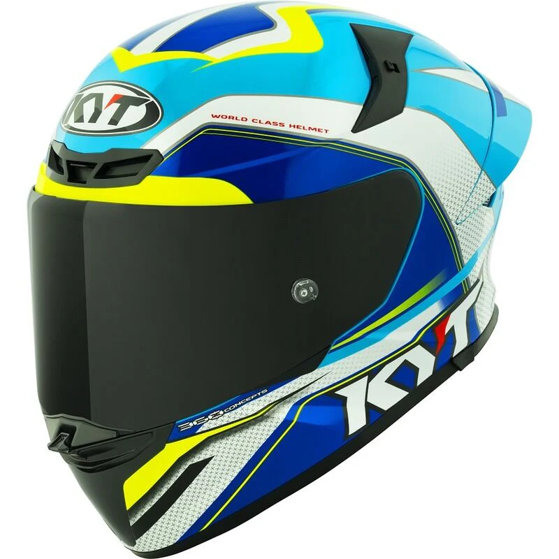 KYT Motorcycle TT Revo Grand Prix Helmet White Blue - Image 3