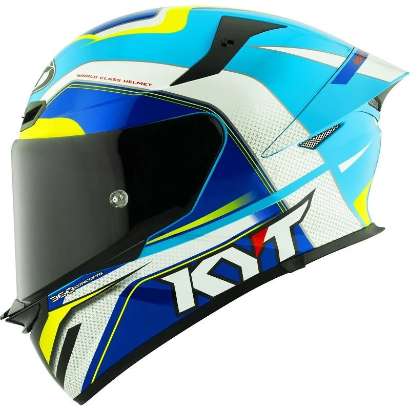 KYT Motorcycle TT Revo Grand Prix Helmet White Blue - Image 4