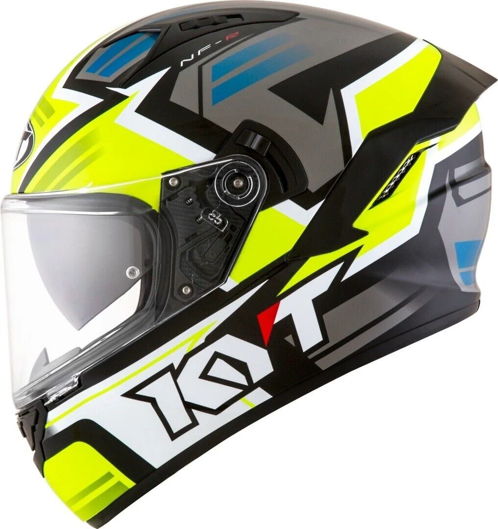 KYT NFR Sports Motorcycle Helmet with Inner Sun Visor Pinlock Yellow Grey - Image 5
