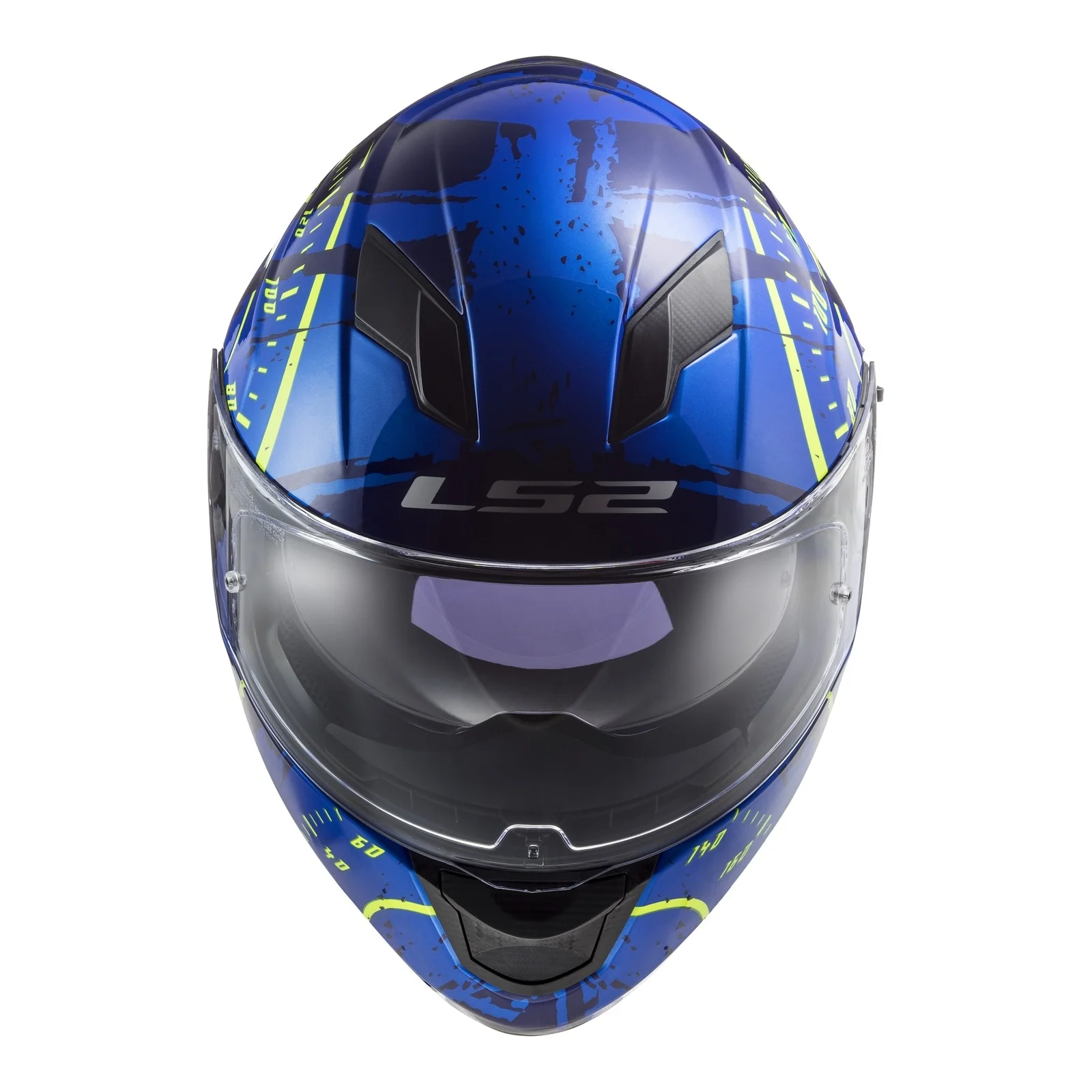 LS2 FF320 Stream Evo Tacho Helmet Blue / Hi-Vis - Image 6