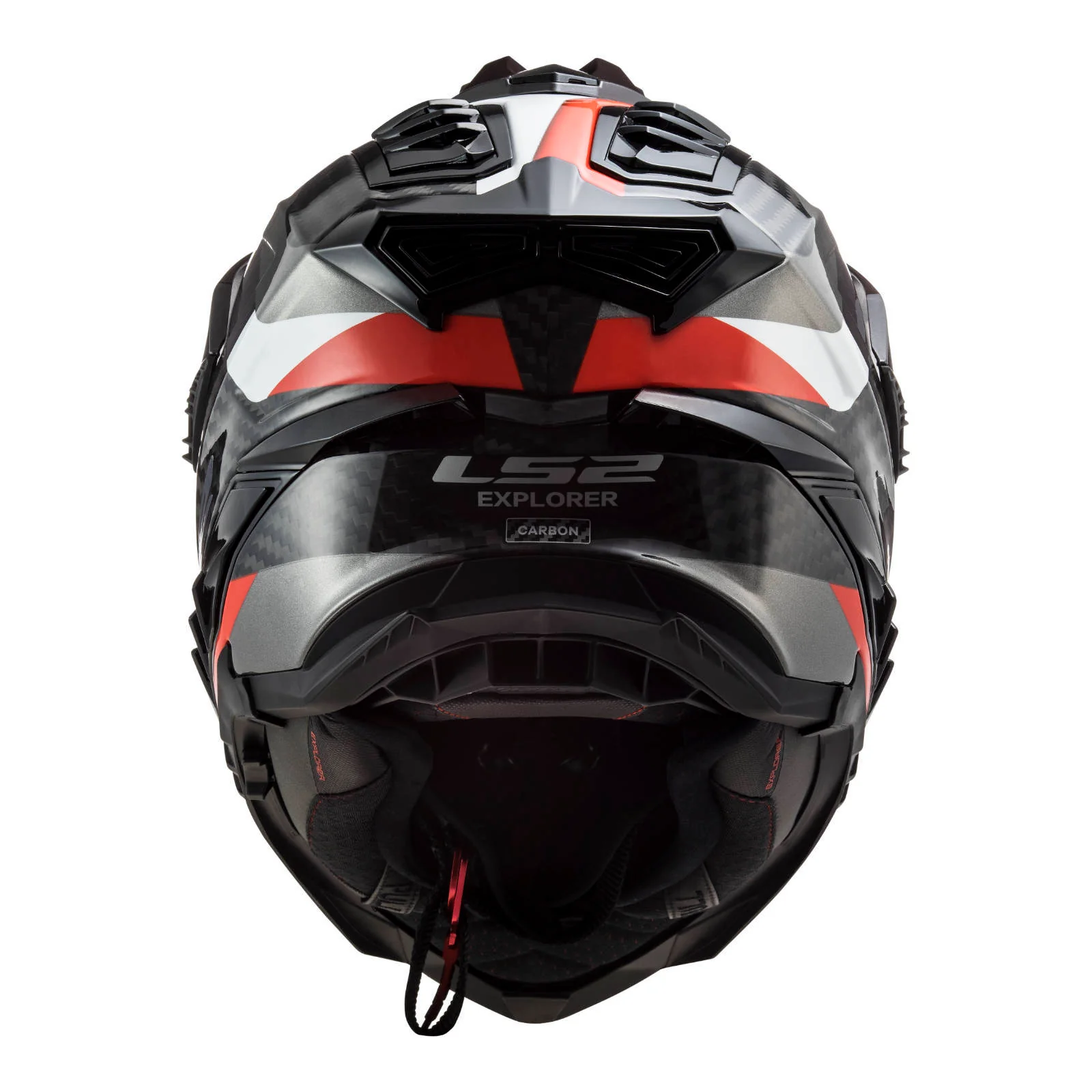 LS2 MX701 Explorer Carbon Frontier Helmet Titanium / Red - Image 3