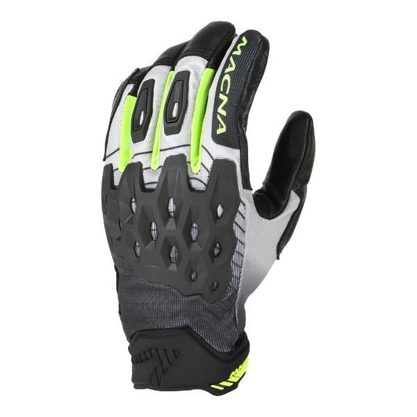 MACNA Mens Motorcycle Gloves Tanami Black/Grey/Fluro Yellow