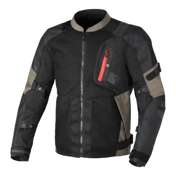 MACNA Mens Motorcycle Jacket Raddic Black/Taupe Camo