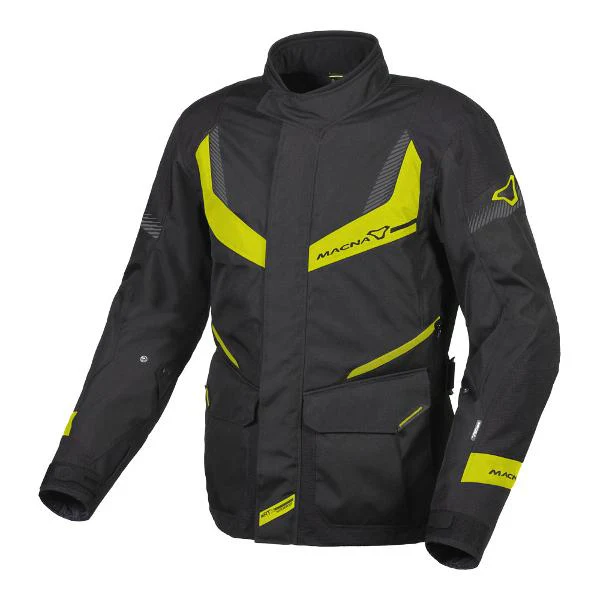 MACNA Mens Motorcycle Jacket Rancher Black/Fluro Yellow