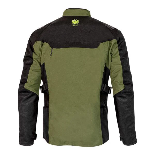 MERLIN Mens Motorcycle Textile Jacket Navar Laminated D3O Black/Dark Green - Image 3