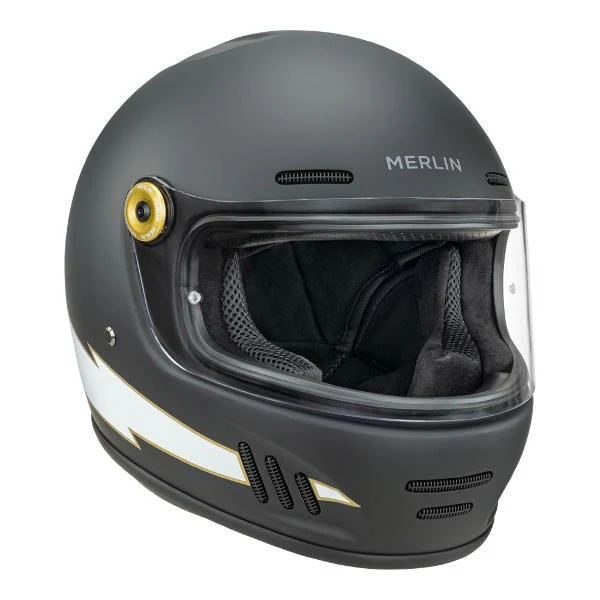 MERLIN Motorcycle Full Face Helmet Revival Flash Matt Black - Image 2