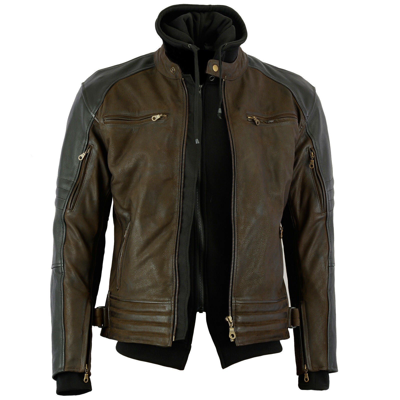 Bikers Gear Australia Mens Premium Nubuck Leather Jacket Sons Anarchy Brown black - Image 3