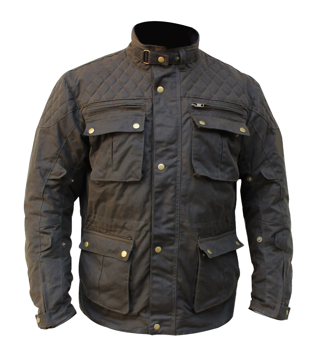British Millerain Wax Cotton Motorbike Jacket  Olive