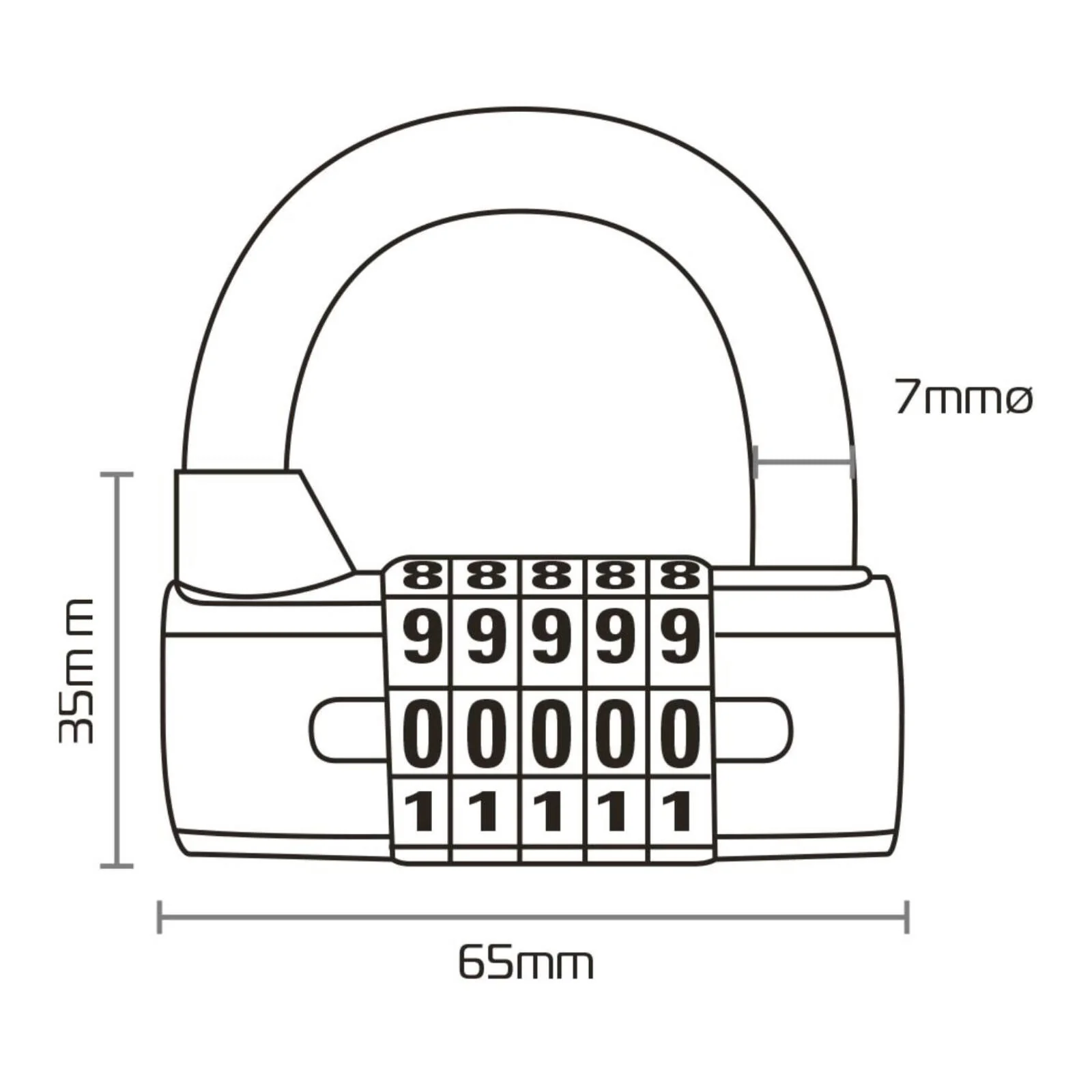 Oxford 5-Digit Combination Padlock - Black - Image 3