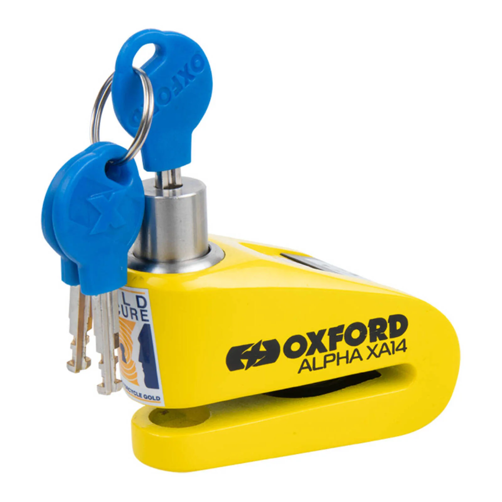 Oxford Alpha XA14 Alarm Disc Lock - Yellow / Black - Image 2