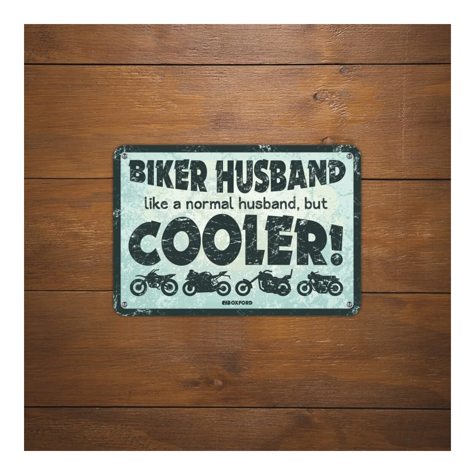 Oxford Garage Metal Sign: "Biker Husband, Like a Normal Husband, But Cooler" - Image 2