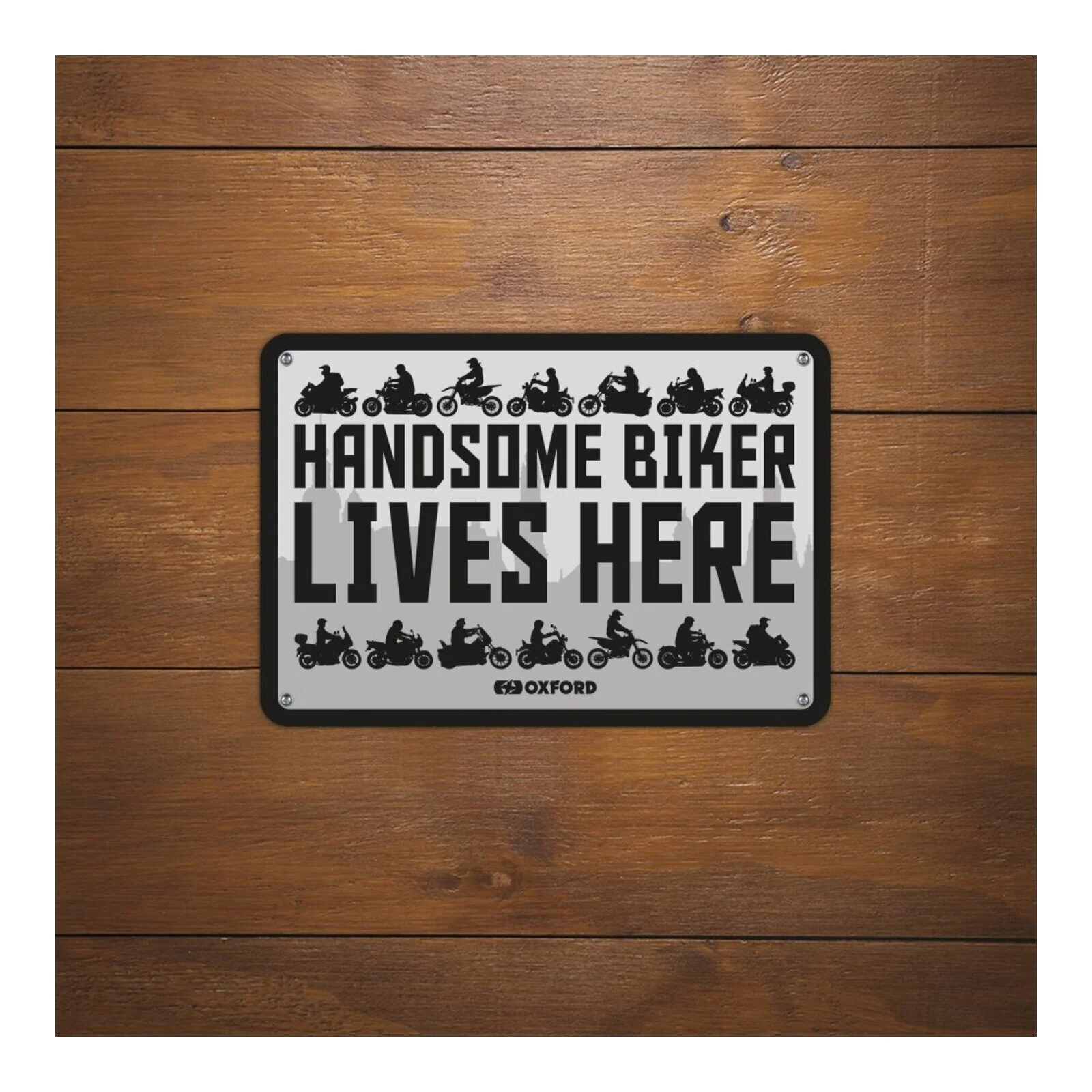 Oxford Garage Metal Sign: "Handsome Biker Lives Here" - Image 2