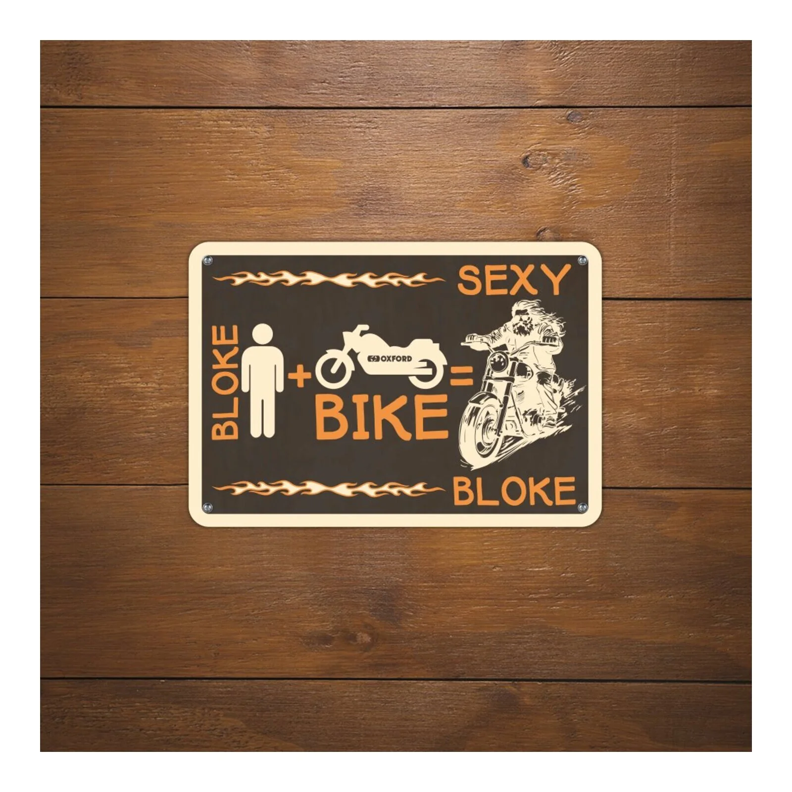 Oxford Garage Metal Sign: "Bloke + Bike = Sexy Bloke" - Image 2