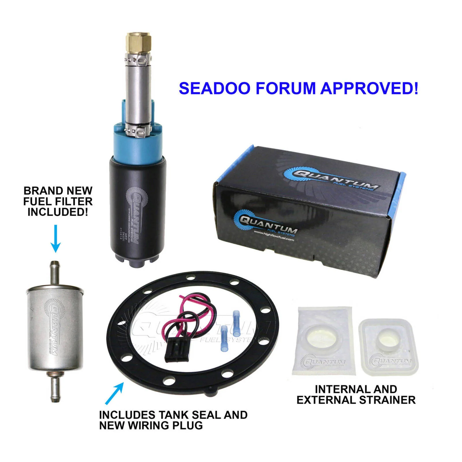 Quantum In-Tank EFI Fuel Pump with Tank Seal, Filter, Install Kit