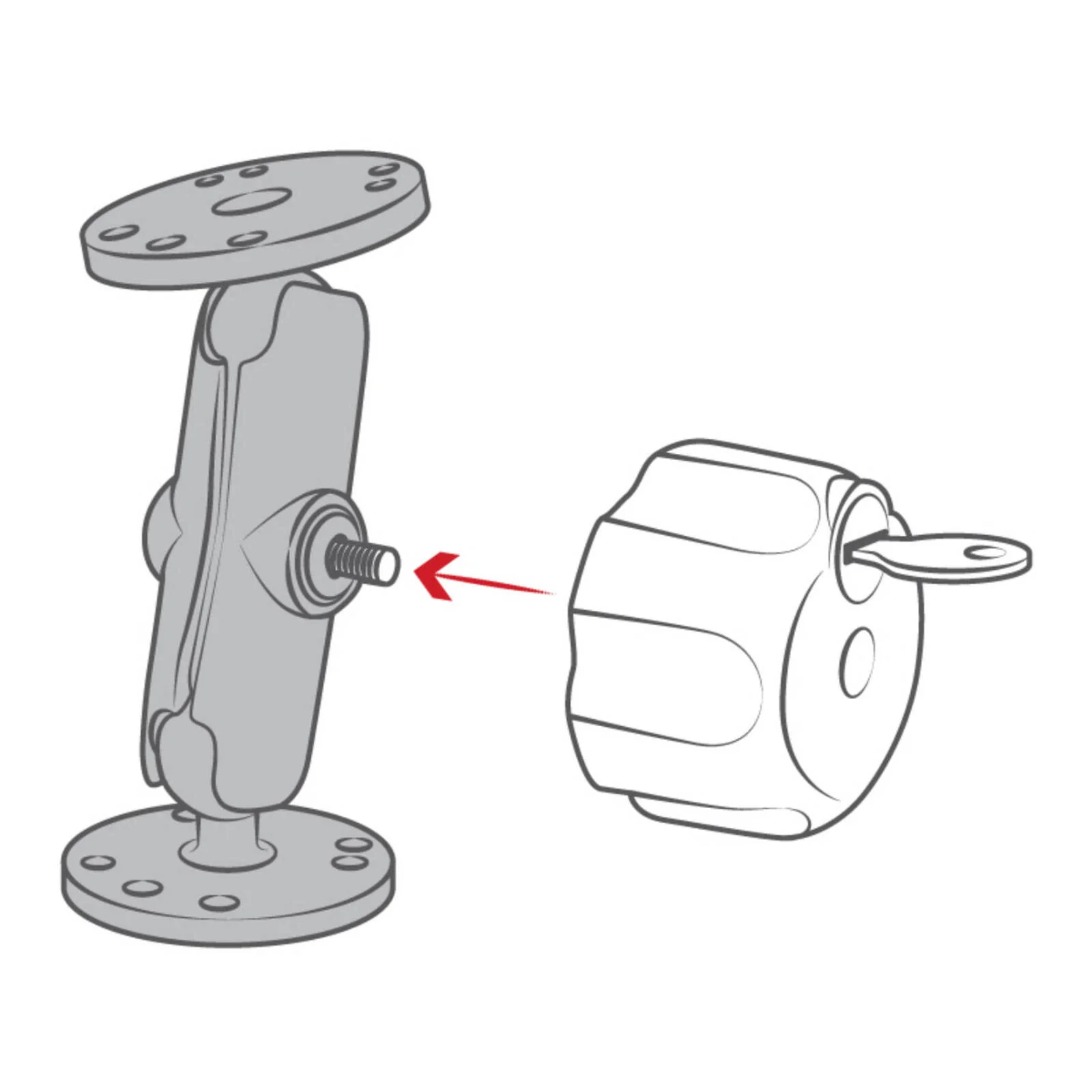 RAM Key Lock Knob with Brass Insert for B Size Socket Arms - Image 3