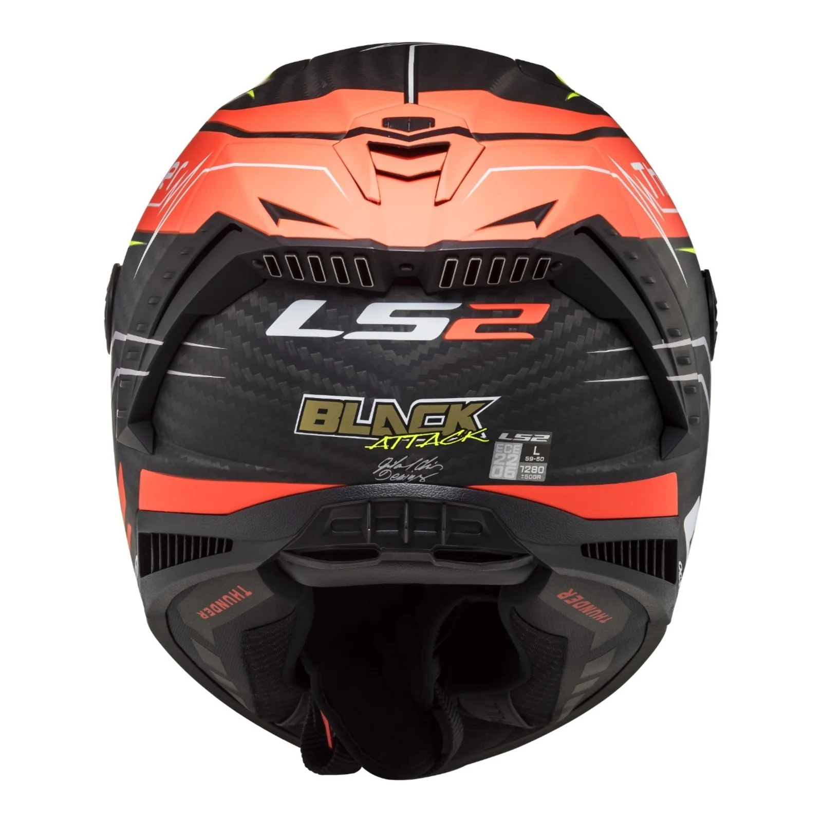 LS2 FF805C Thunder Carbon Attack - Matte Red / Hi-Vis Yellow 06 - Image 5