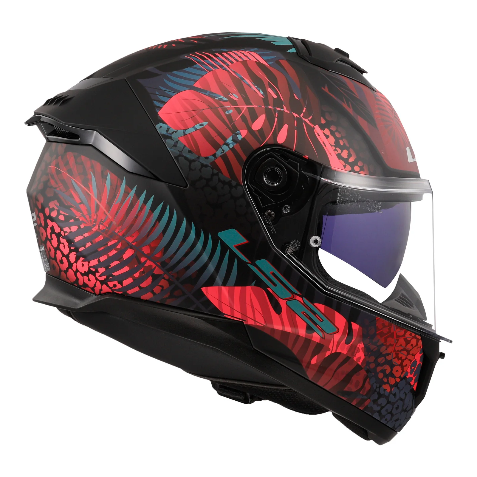 LS2 FF808 Stream II Jungle Helmet - Matte Black / Pink / Blue 06 - Image 6