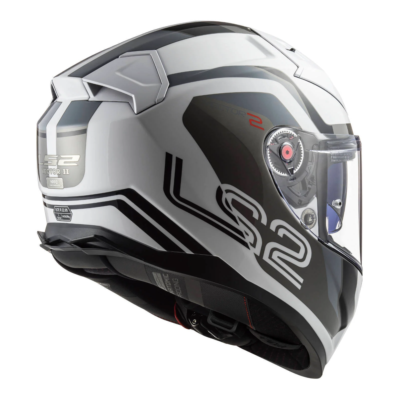 LS2 FF811 Vector II Metric Helmet - White / Titanium / Silver - Image 7