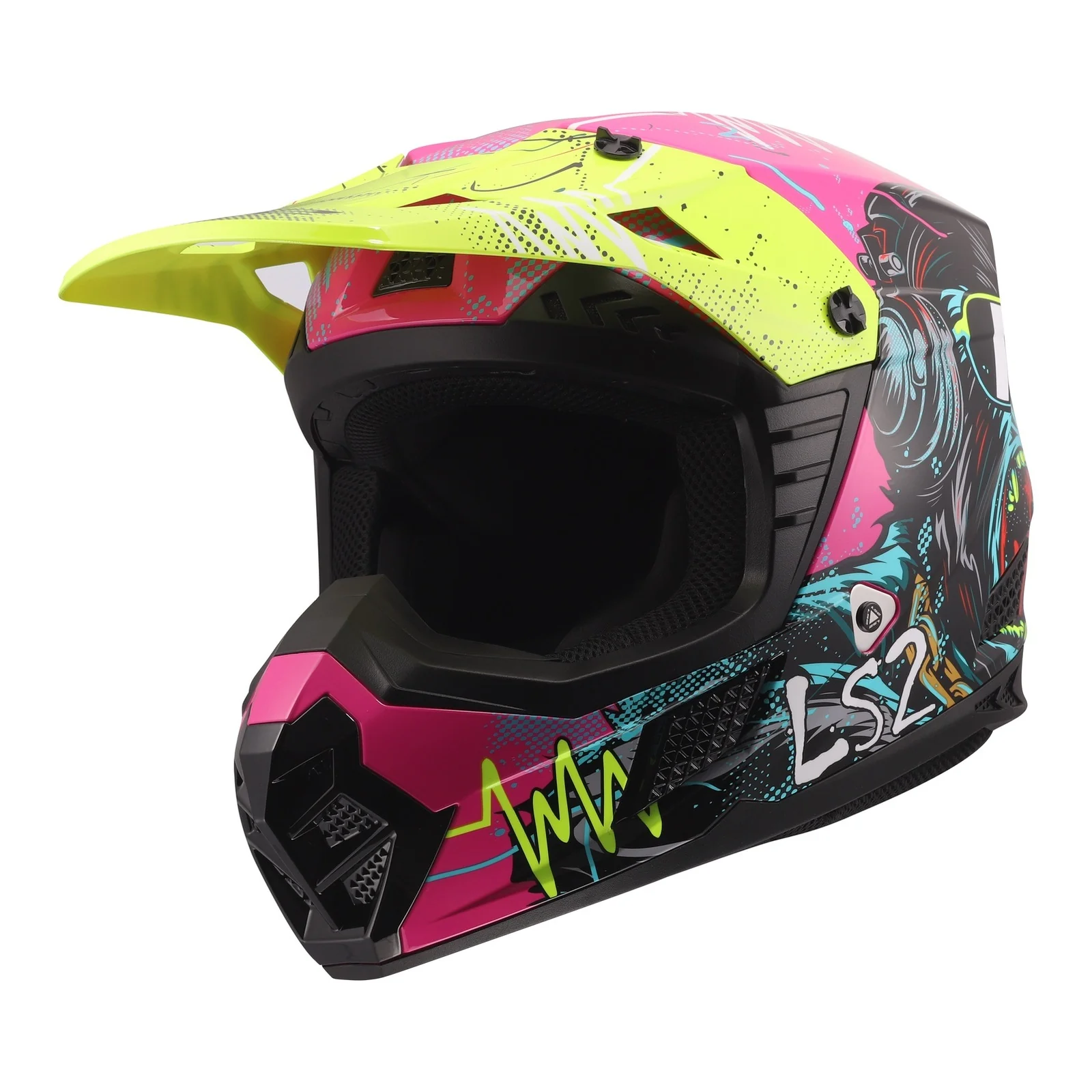 LS2 MX706J COZ Gorilla Junior Helmet - Gloss Purple - Image 2