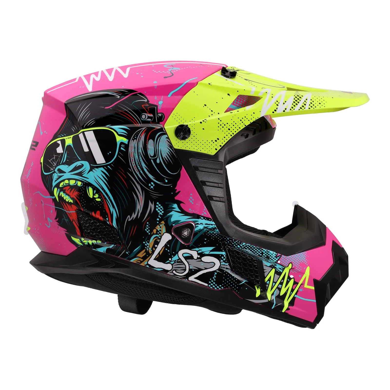 LS2 MX706J COZ Gorilla Junior Helmet - Gloss Purple - Image 3