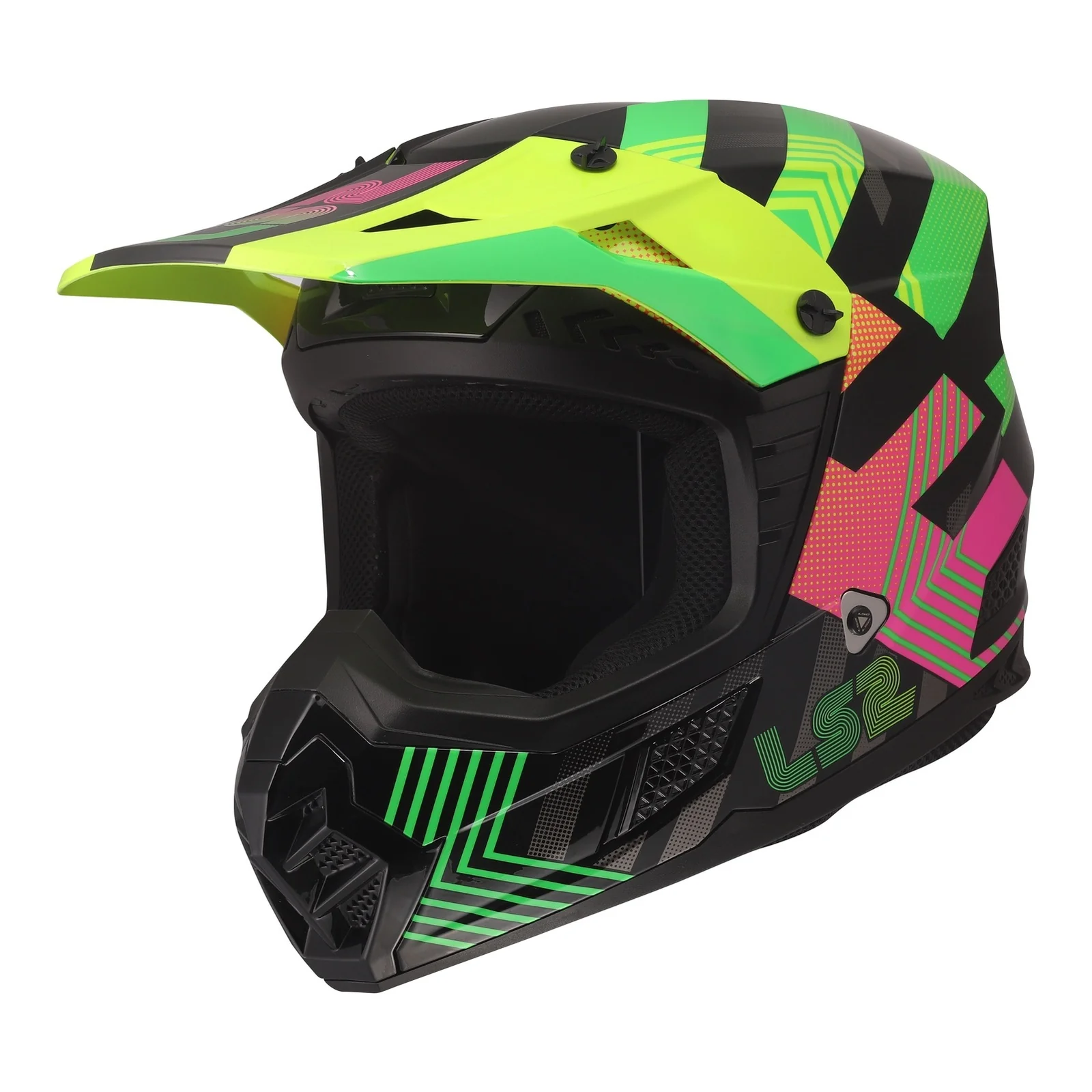 LS2 MX706J COZ Chromatic Junior Helmet - Black / Hi-Vis Pink - Image 2