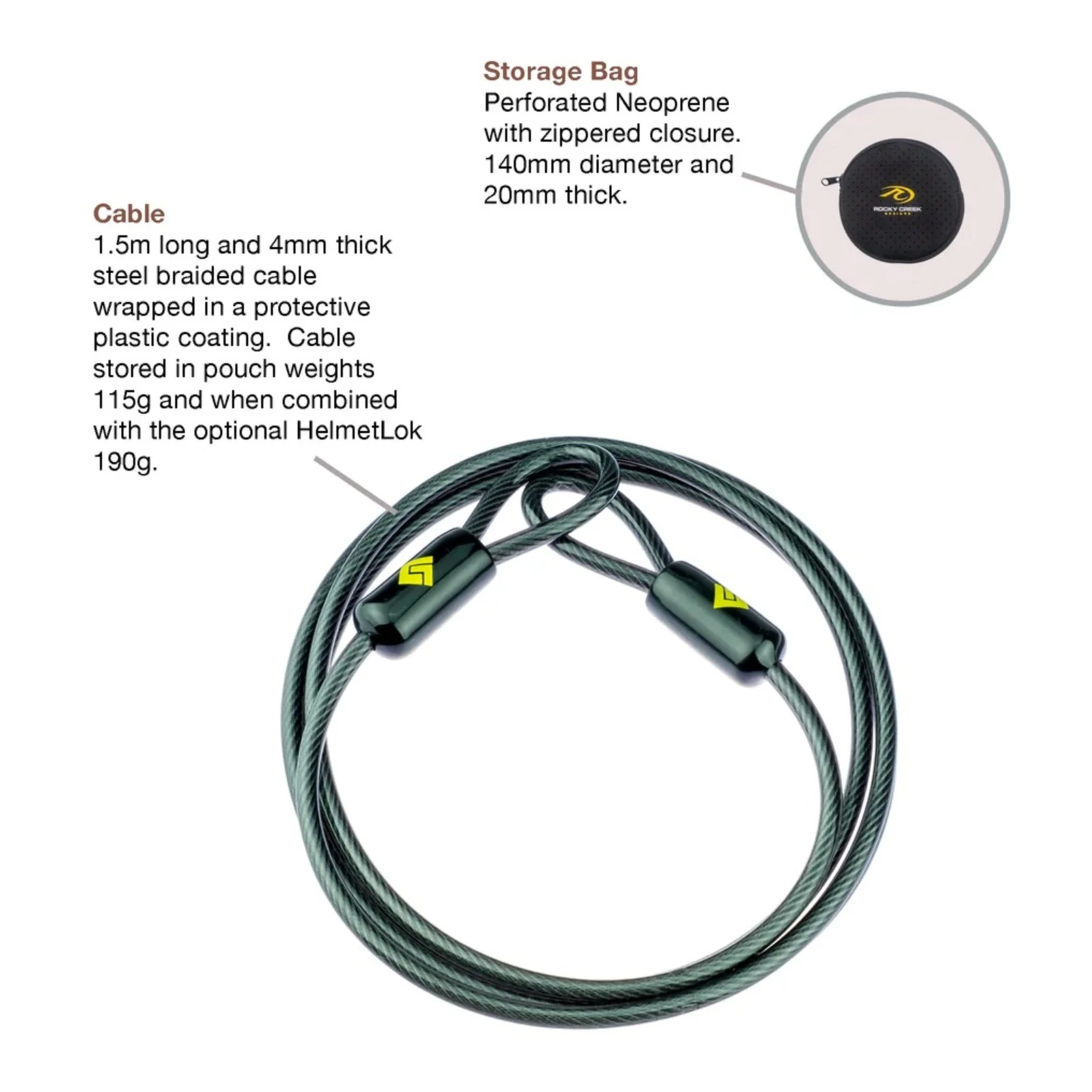 Rocky Creek GearLok Double Loop Cable 150cm - Image 3