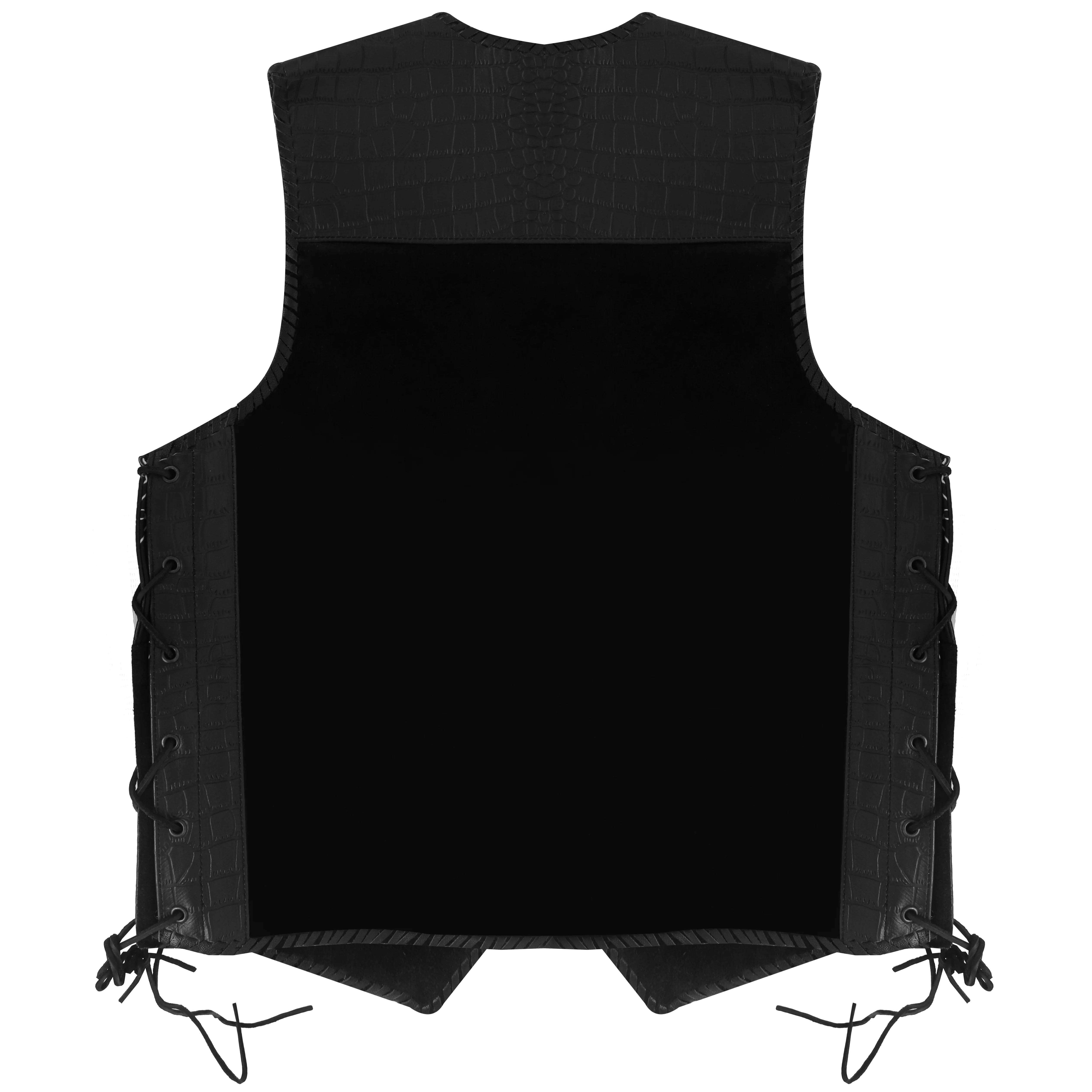 Bikers Gear Australia Crocodile Pattern Suede Leather Motorcycle Vest CLIPS (BLACK) - Image 2