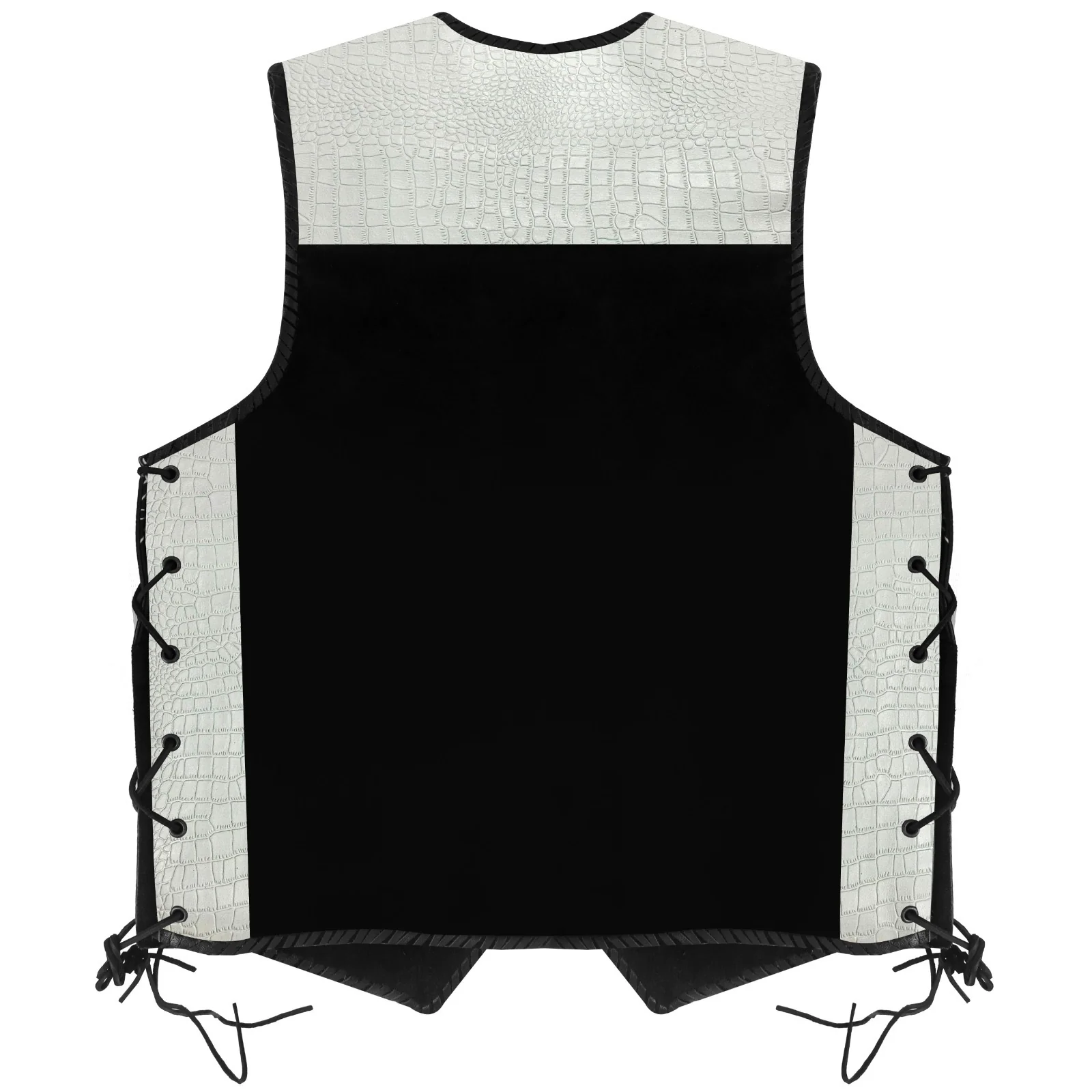 Bikers Gear Australia Crocodile Pattern Suede Leather Motorcycle Vest CLIPS (WHITE) - Image 2