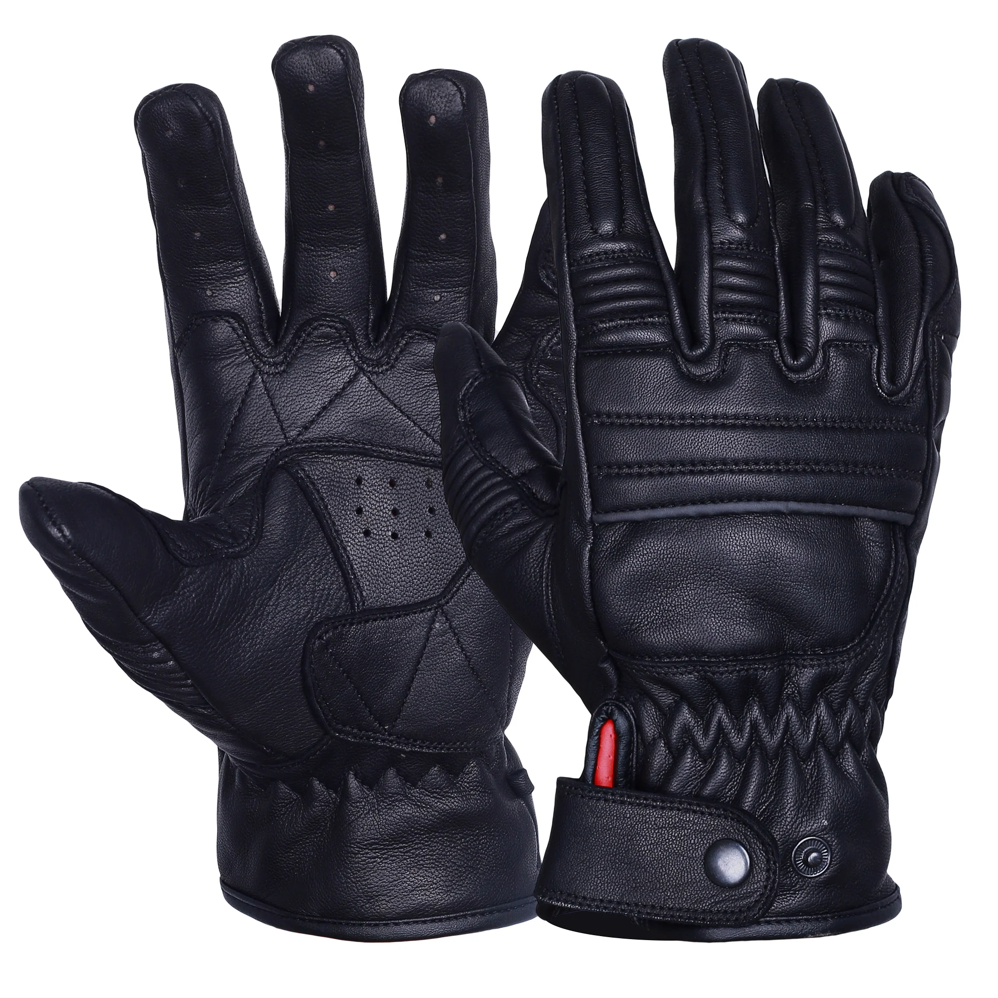 Roadhouse Motorcycle Touring Gloves Retro Black - Image 3
