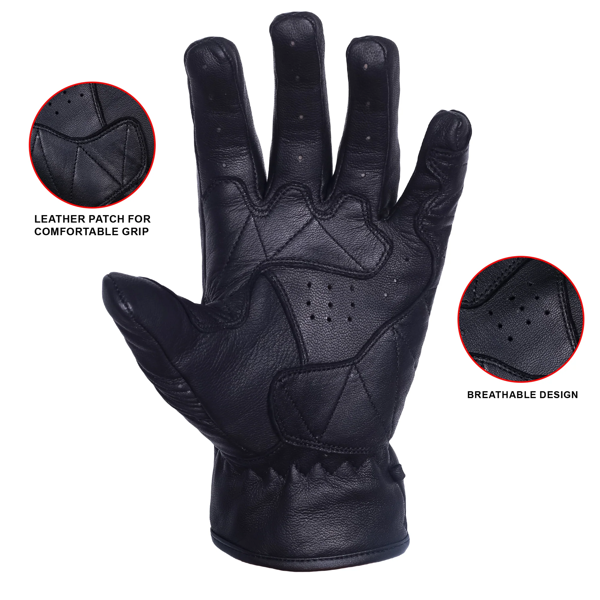 Roadhouse Motorcycle Touring Gloves Retro Black - Image 4