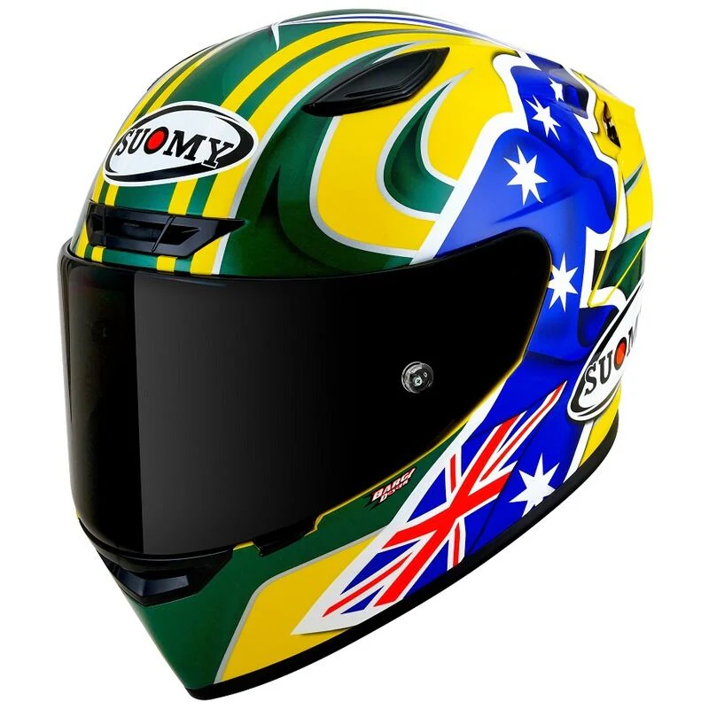 Suomy Motorcycle Track-1 2206 Full Face Helmet Bayliss Replica Yellow
