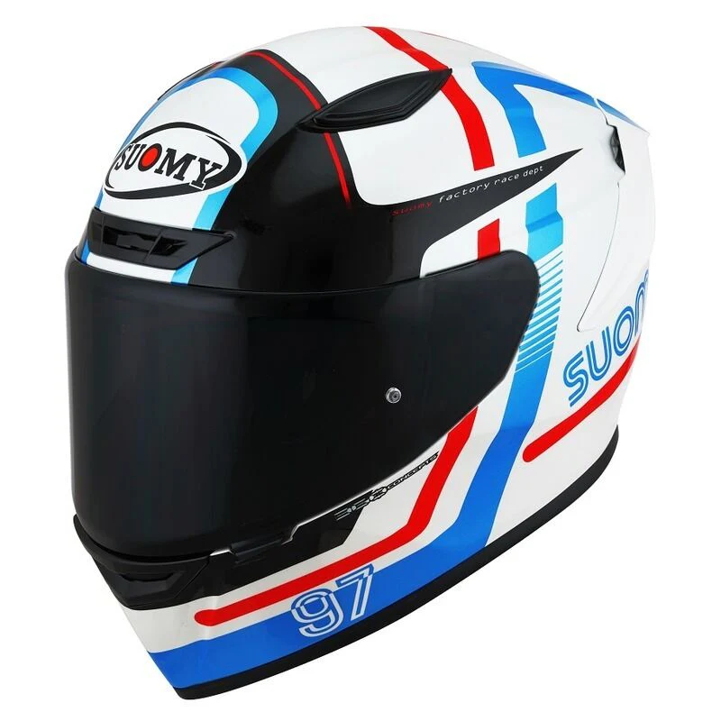 Suomy Motorcycle Track 1 2206 Full Face Helmet White Red