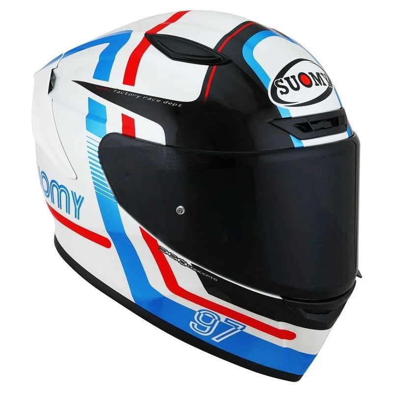 Suomy Motorcycle Track 1 2206 Full Face Helmet White Red - Image 3