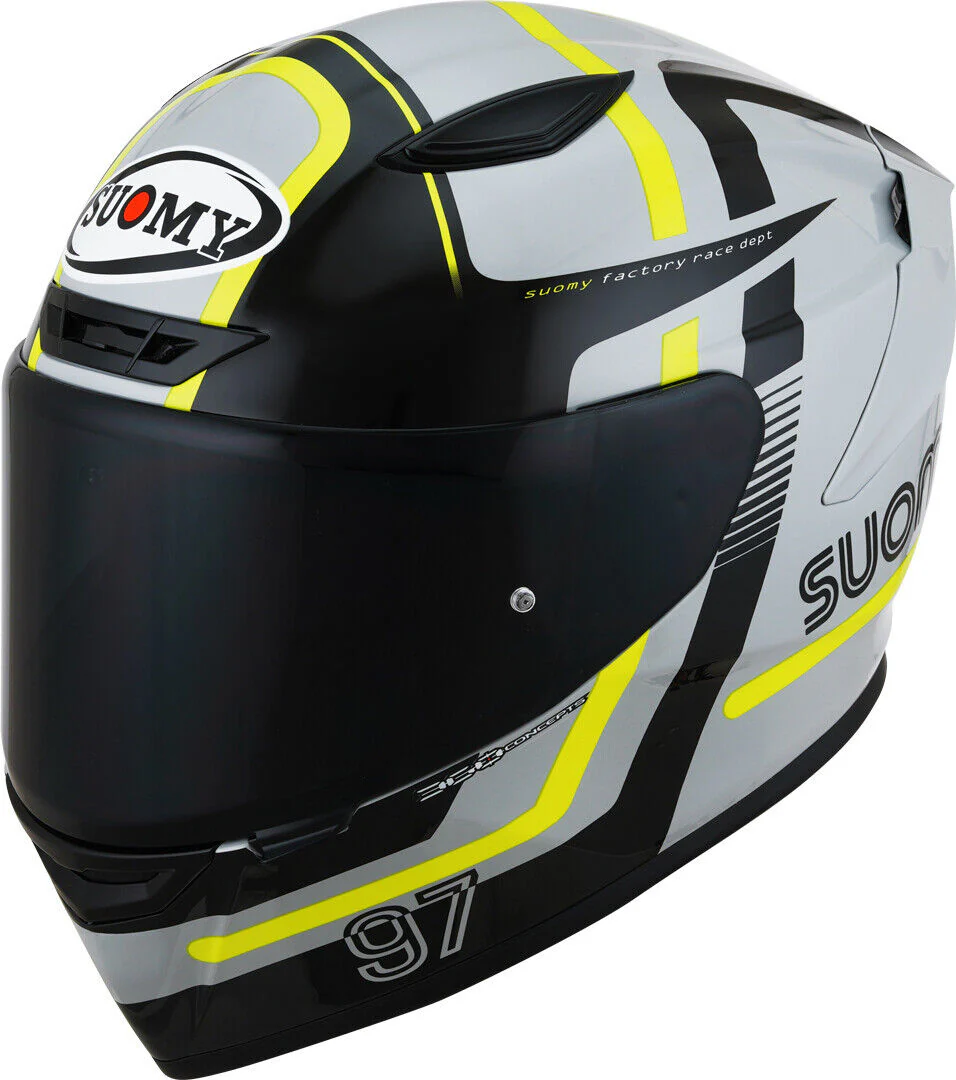 Suomy Track 1 97 Carbon Composite Motorcycle Helmet Grey Yellow - Image 6