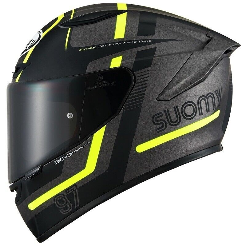 Suomy Track 1 97 Carbon Composite Motorcycle Helmet Gunmetal Yellow - Image 3