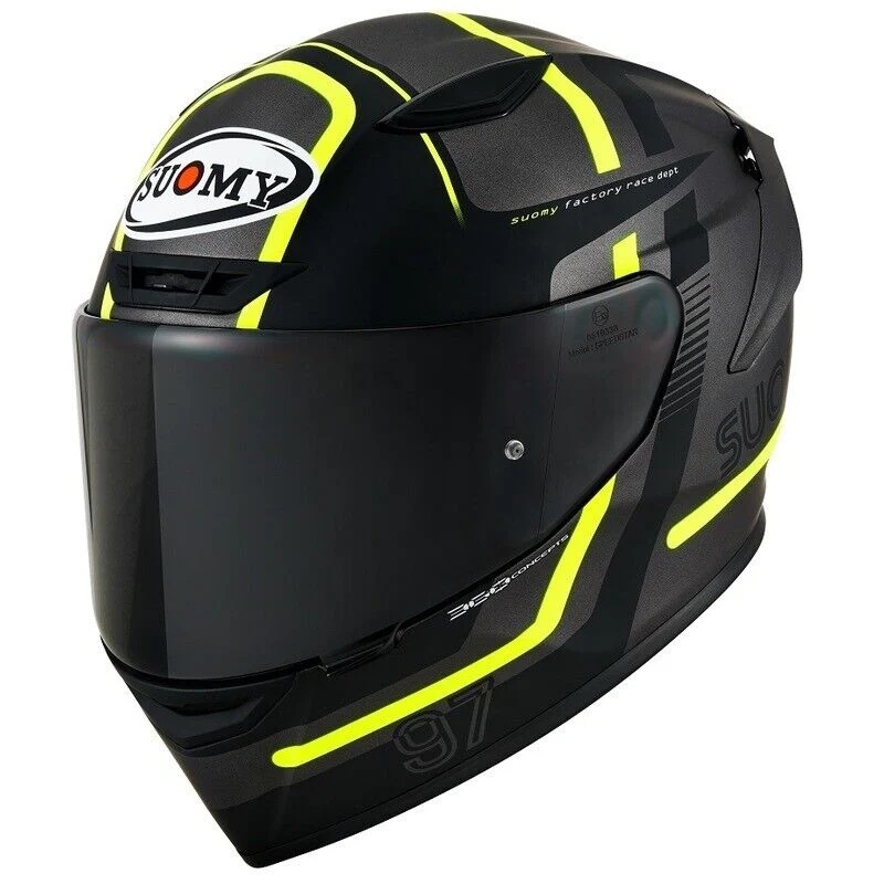 Suomy Track 1 97 Carbon Composite Motorcycle Helmet Gunmetal Yellow - Image 6