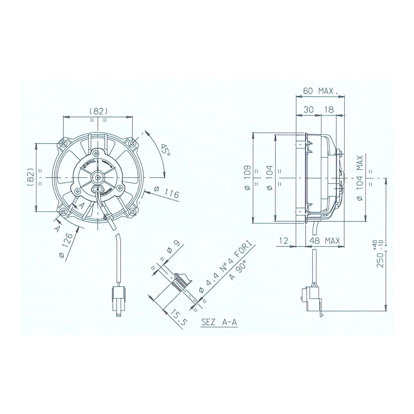 SPAL UNIVERSAL 12V COOLING FAN - 104MM DIAM X 60MM HIGH - Image 4