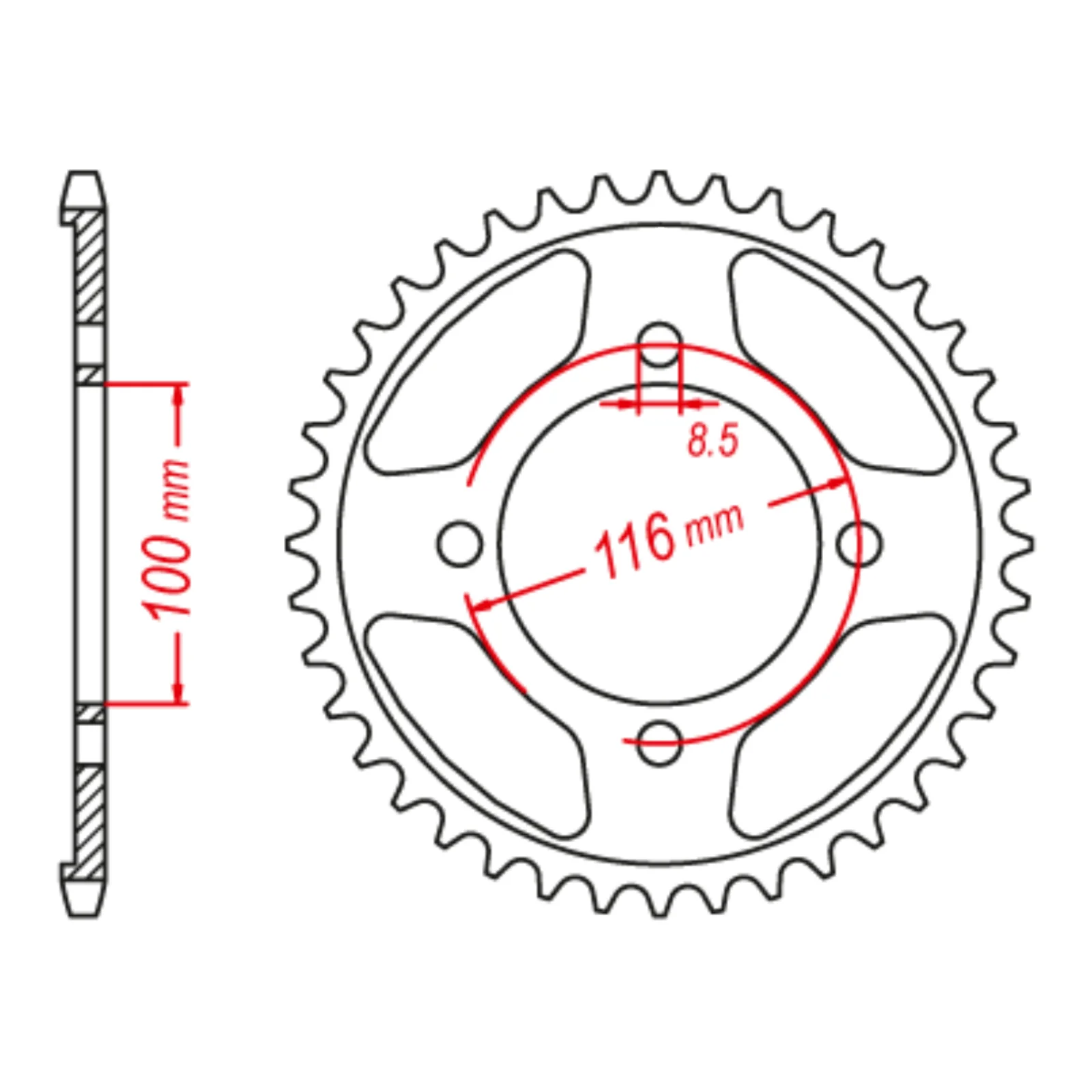 XAM Sprocket Kit Kawasaki KLX140 Big Wheel - O-Ring 13/57 - Image 4